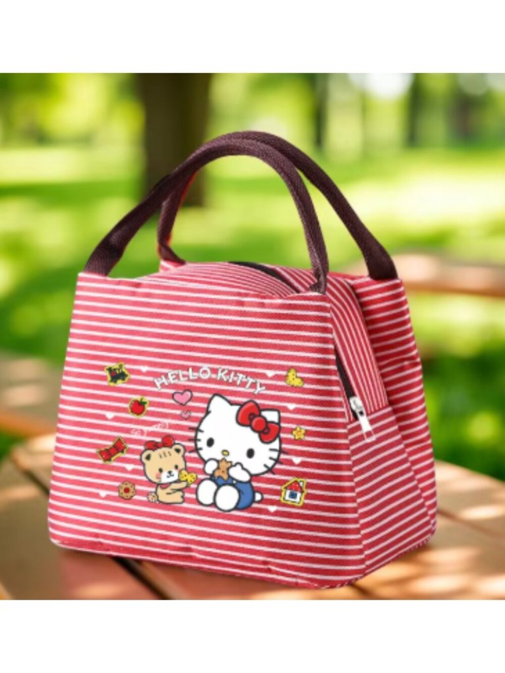Hello Kitty Insulated Lunch Bag Cute Thermal Tote with Handles, Cartoon Print